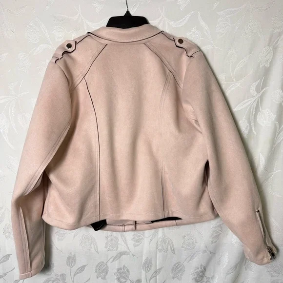 Torrid Womens Faux Suede Moto Jacket sz 3 Blush Pink Outdoor Casual Zip Up Biker - Picture 6 of 16